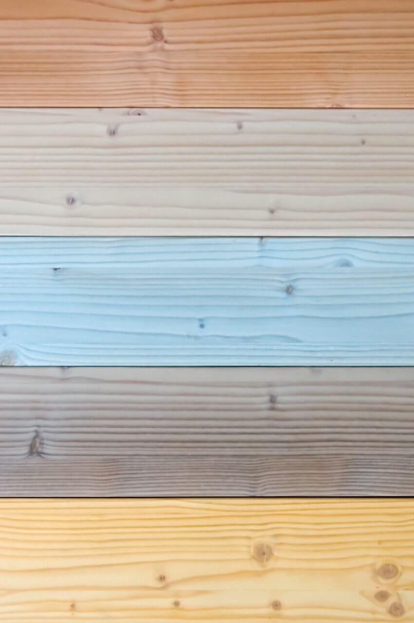 Wooden boards painted in various colors
