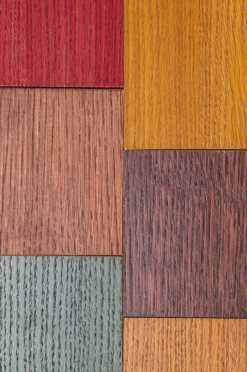 Colored wood samples