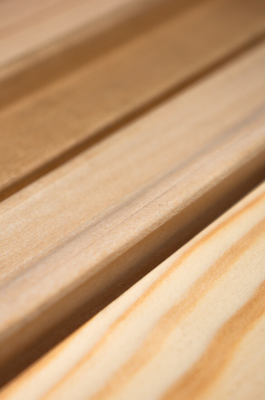 Wooden frames treated with water-based sealer for a natural effect